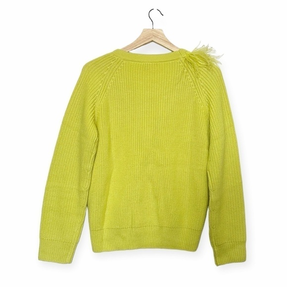 Cinq à Sept Laney Button Front Feather Trim Cardigan, Size S, Key Lime, New with - Picture 3 of 12